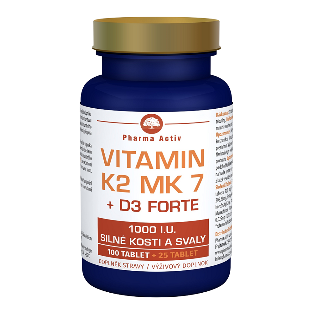 PHARMA ACTIV Vitamín K2 MK7 + D3 FORTE 1000 I.U. 125 tabliet kúpite na Mojalekaren.sk