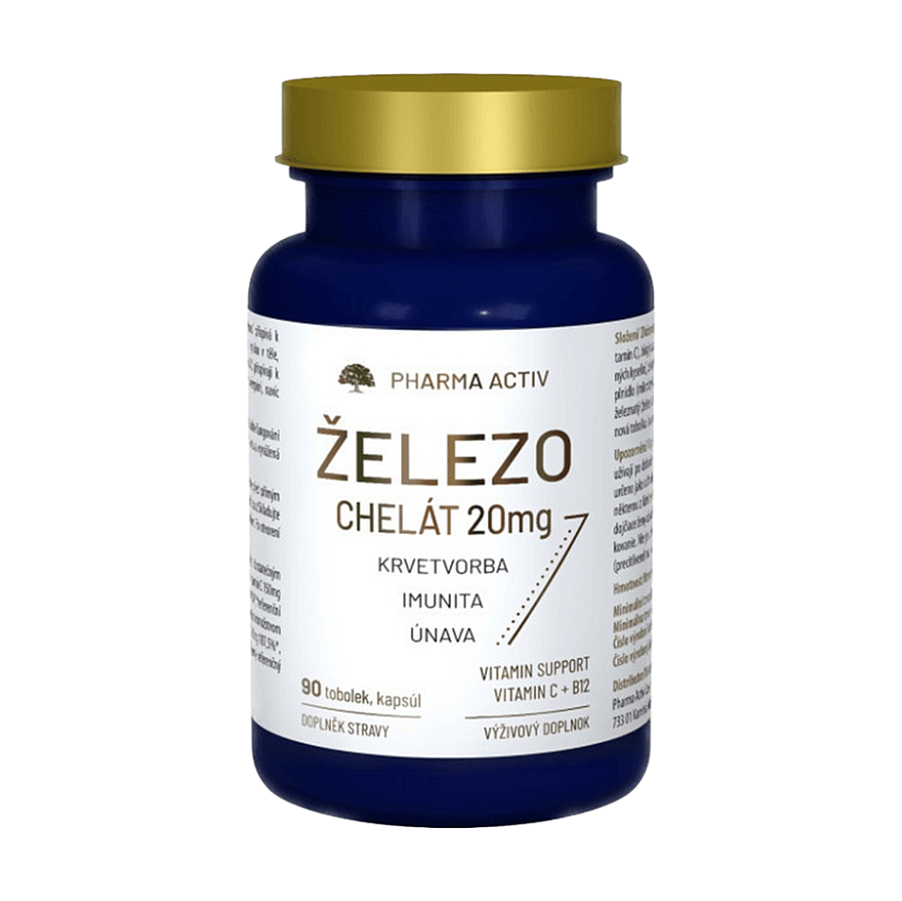 PHARMA ACTIV Železo chelát 20 mg 90 kapsúl