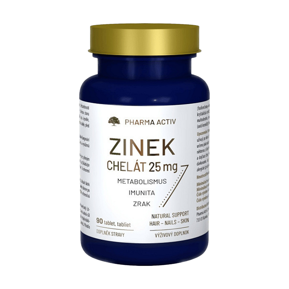 PHARMA ACTIV Zinok chelát 25 mg 90 tabliet
