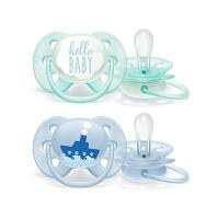 PHILIPS AVENT Cumlík Ultrasoft Text 0-6m chlapec 2 ks