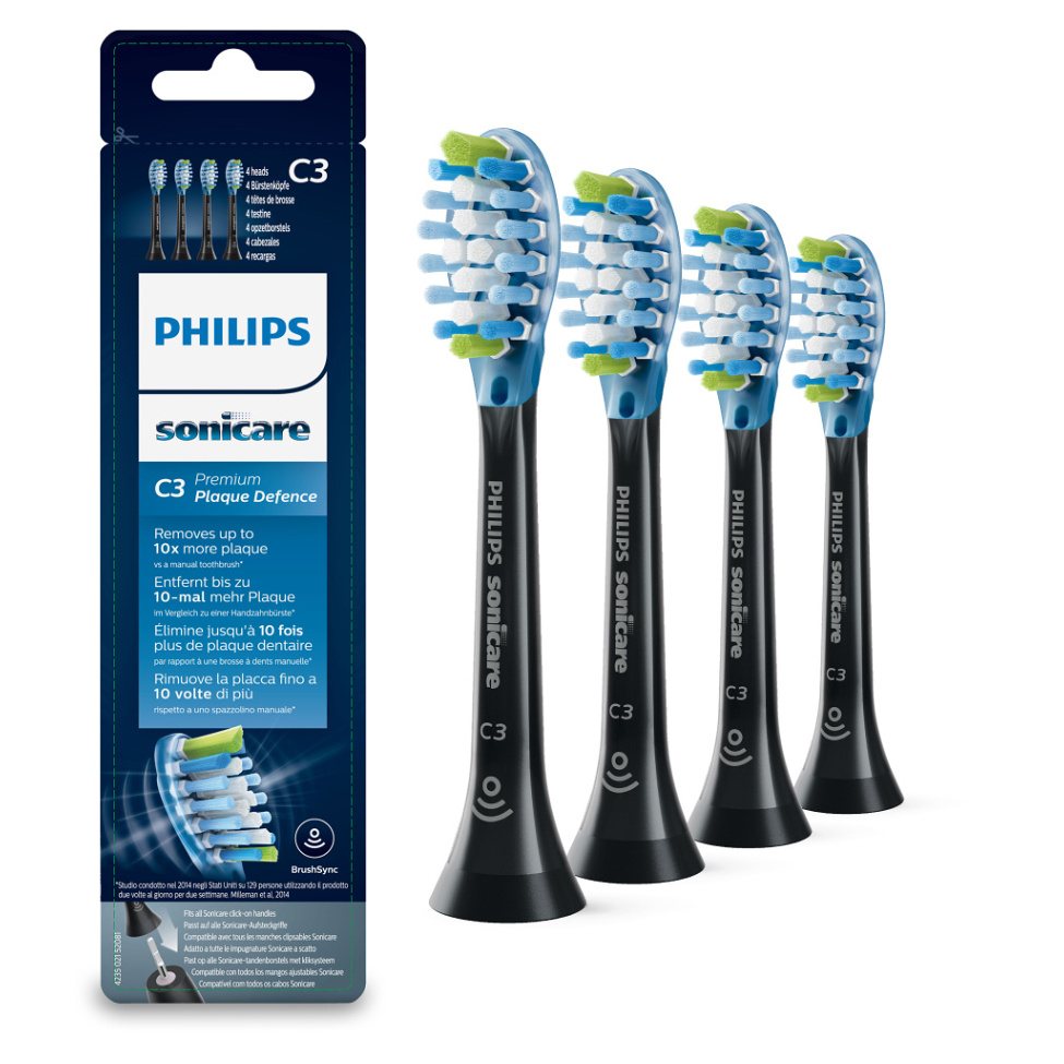 PHILIPS SONICARE Premium Plaque Defense HX9044/33 náhradné hlavice čierna 4 ks