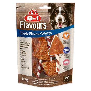8IN1 Triple Flavour žuvacie krídielka 6 kusov (Dentálne maškrty pre psov)