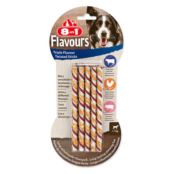 8IN1 Triple Flavour krútená tyčinka 10 kusov (Dentálne maškrty pre psov)