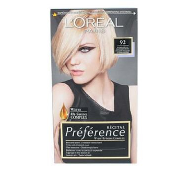 L'ORÉAL preferencie 92 Veľmi svetlá blond dúhová farba na vlasy