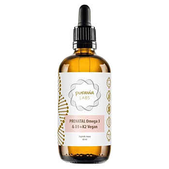 PURAVIA LABS Prenatal omega 3 & D3 + K2 vegan 60 ml (Multivitamíny v tehotenstve) - Viaczložkové