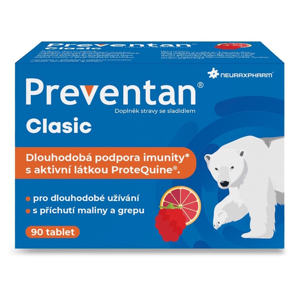 NEURAXPHARM Preventan Clasic s příchutí maliny a grepu 90 tabliet kúpite na Mojalekaren.sk