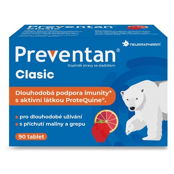 PREVENTAN Clasic s príchuťou maliny a grepu 90 tabliet (Vitamíny, multivitamíny pro děti) - Viaczložkové