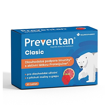 PREVENTAN Clasic s príchuťou maliny a grepu 30 tabliet (Vitamíny, multivitamíny pro děti) - Viaczložkové