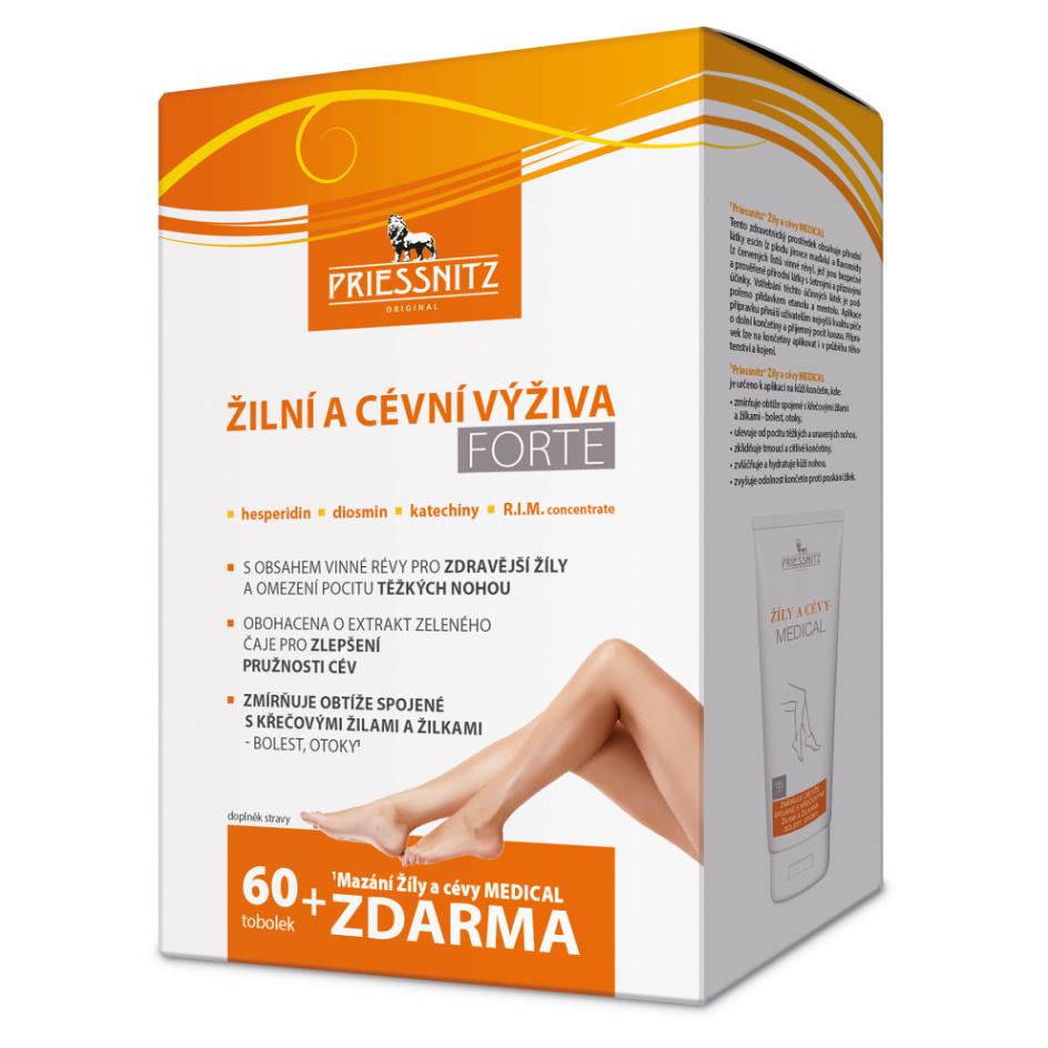 E-shop PRIESSNITZ Forte Žilná a cievna výživa 60 toboliek + Mazanie na žily a cievy De Luxe ZDARMA