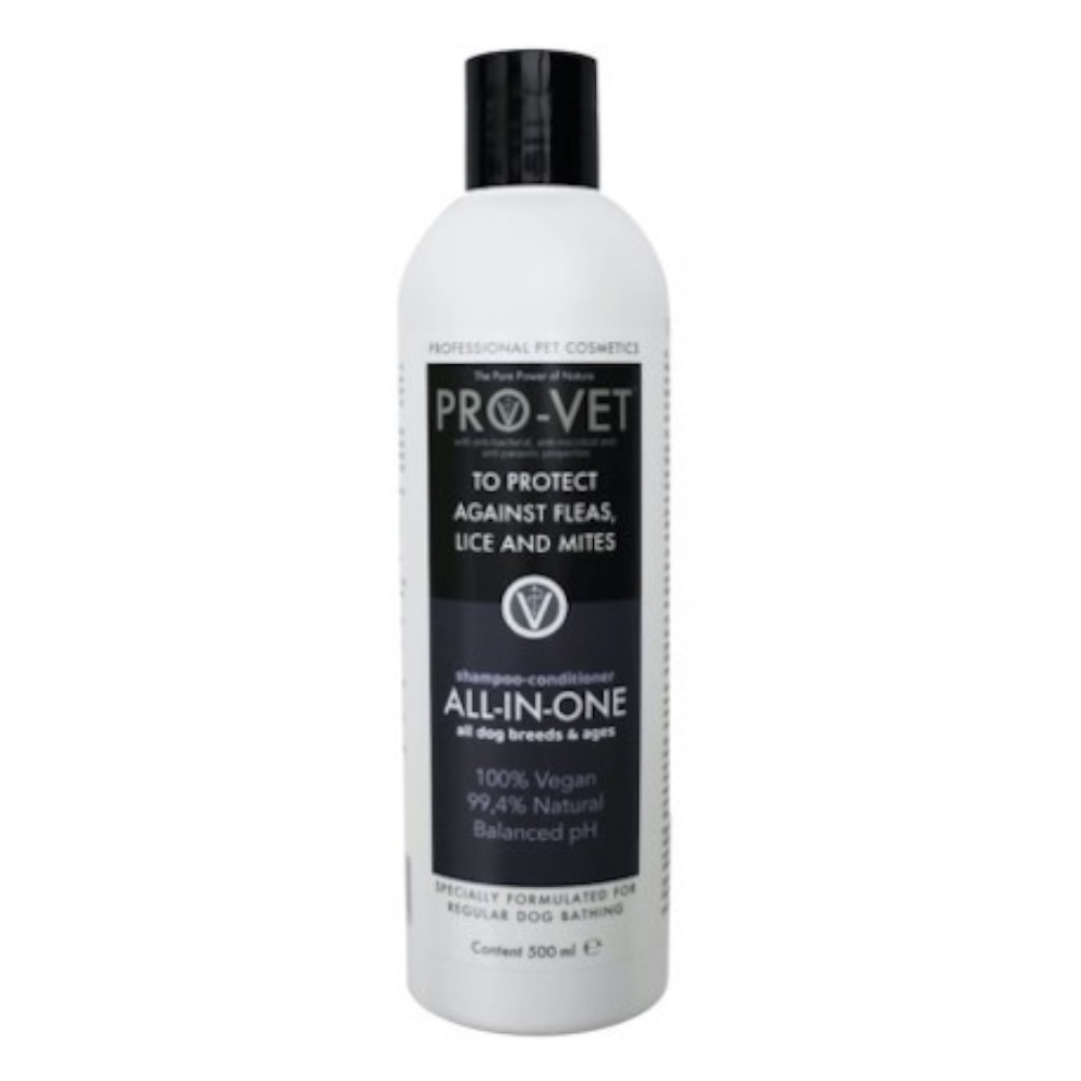 E-shop PRO-VET All in One antiparazitný šampón a kondicionér pre psov 500 ml