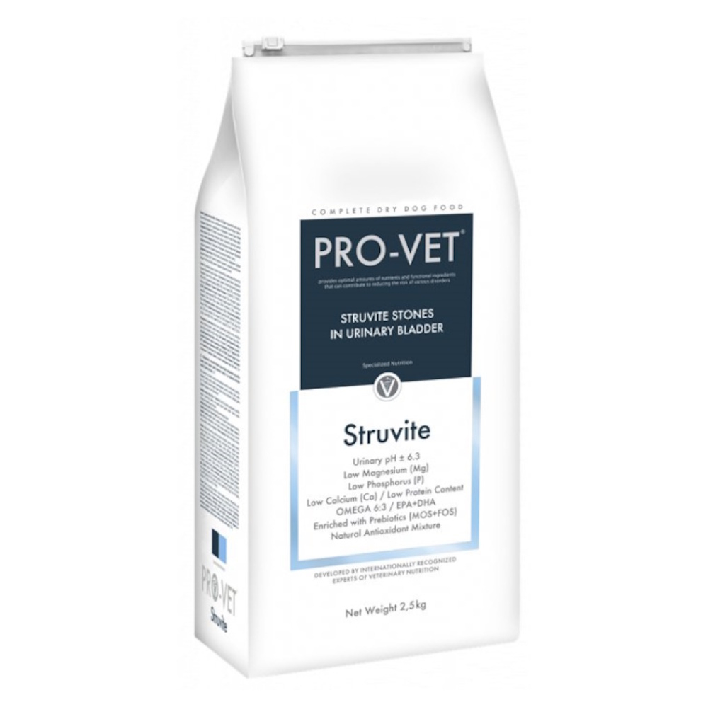 E-shop PRO-VET Struvite granule pre psov trpiacich močovými kameňmi 1 ks, Hmotnosť balenia (g): 2,5 kg