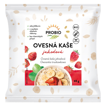 PROBIO Kaša ovsená jahodová bezlepková jednoporciová BIO 65 g (Ovsené kaše) - BIO