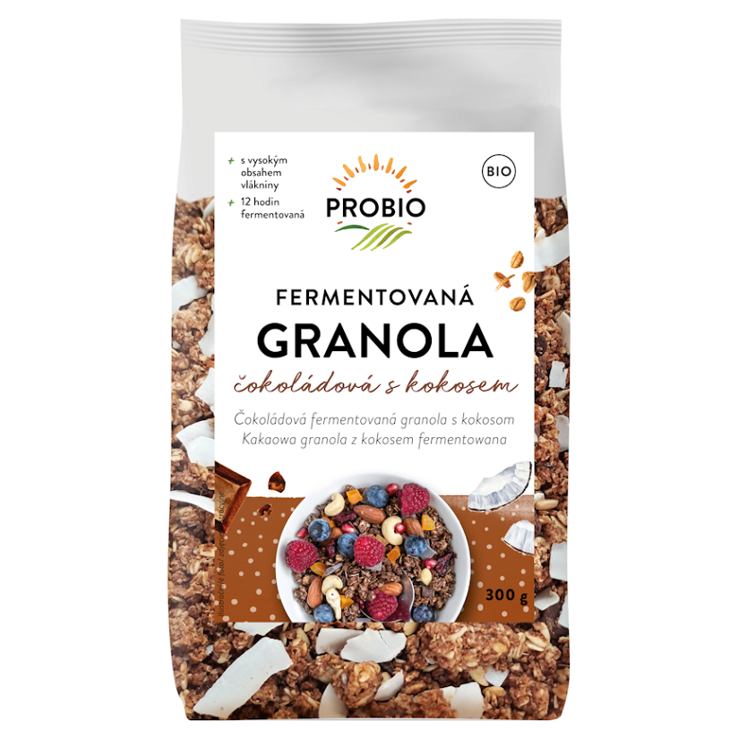 PROBIO Müsli chrumkavé granola fermentovaná čokoládová s kokosom BIO 300 g