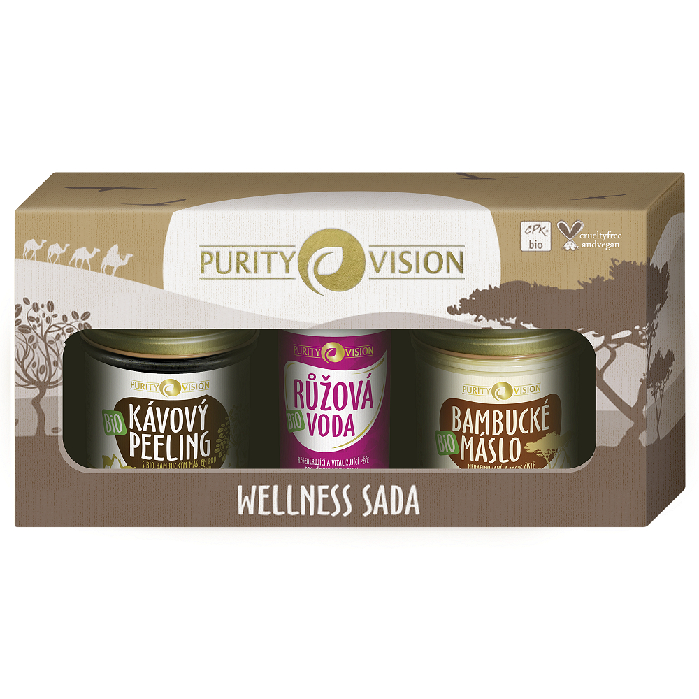 PURITY VISION Wellness súprava Bambucké maslo 110 g + voda 50 g + telový peeling 20 g Darčekové balenie kúpite na Mojalekaren.sk