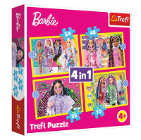 TREFL Puzzle 4v1 Šťastný svet Barbie Mattel 4 ks