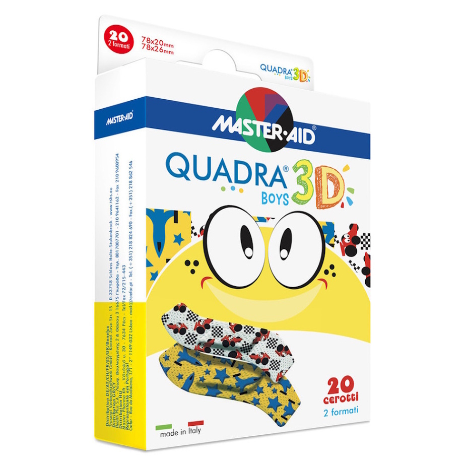MASTER AID Quadra 3D Chlapci detská farebná náplasť 20 ks 2 veľkosti kúpite na Mojalekaren.sk