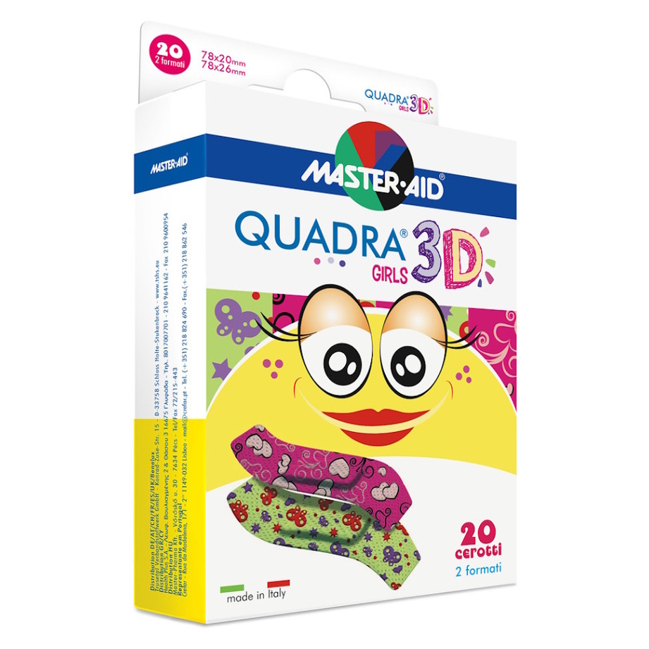 MASTER AID Quadra 3D Dievčatá detská farebná náplasť 20 kusov 2 veľkosti kúpite na Mojalekaren.sk
