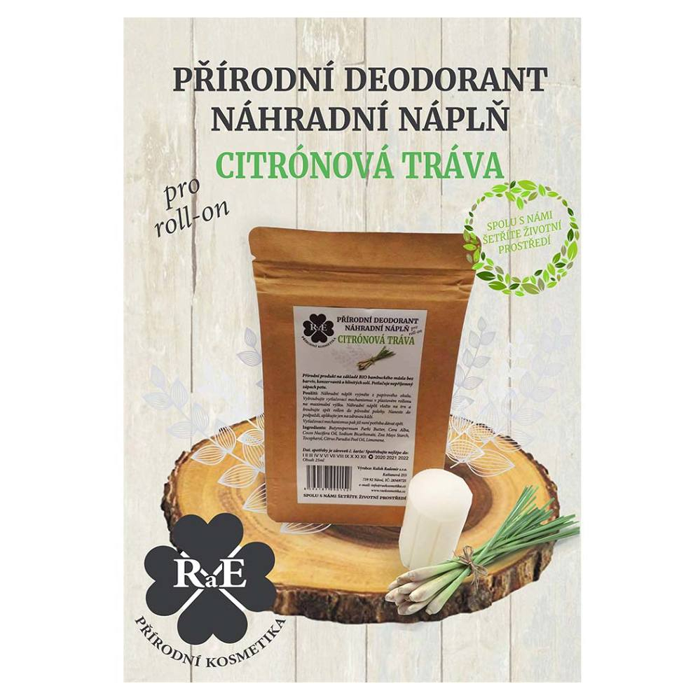 E-shop RAE Prírodný dezodorant roll-on Náhradná náplň Citrónová tráva 22 g