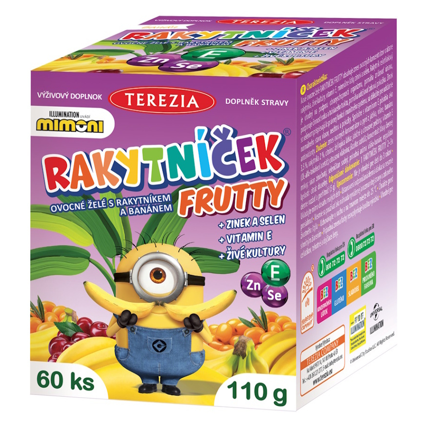 Terezia Rakytníček FRUTTY ovocné želé s rakytníkom a banánom MIMONI 60 ks kúpite na Mojalekaren.sk