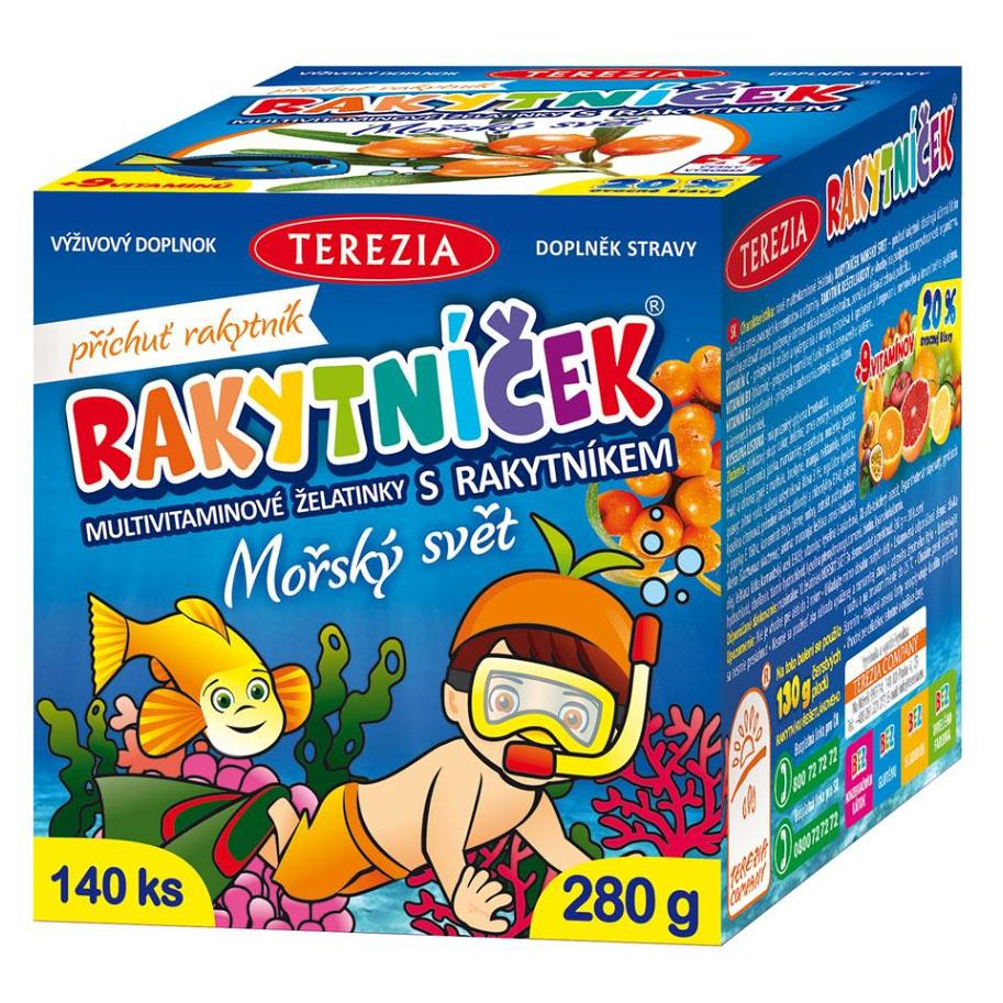 E-shop TEREZIA Rakytníček multivitamínové želatínky s rakytníkom Morský svet 140 ks