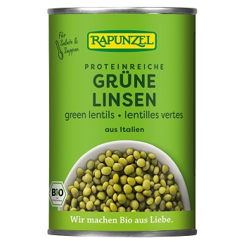 Rapunzel Zelená šošovica sterilizovaná BIO 400 g (Strukoviny) - BIO, Nízkosacharidové (Low Carb), Proteinové
