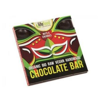 Lifefood Raw čokoláda z nepraženého kakaa s kúskami orechov a čerešní BIO 35 g