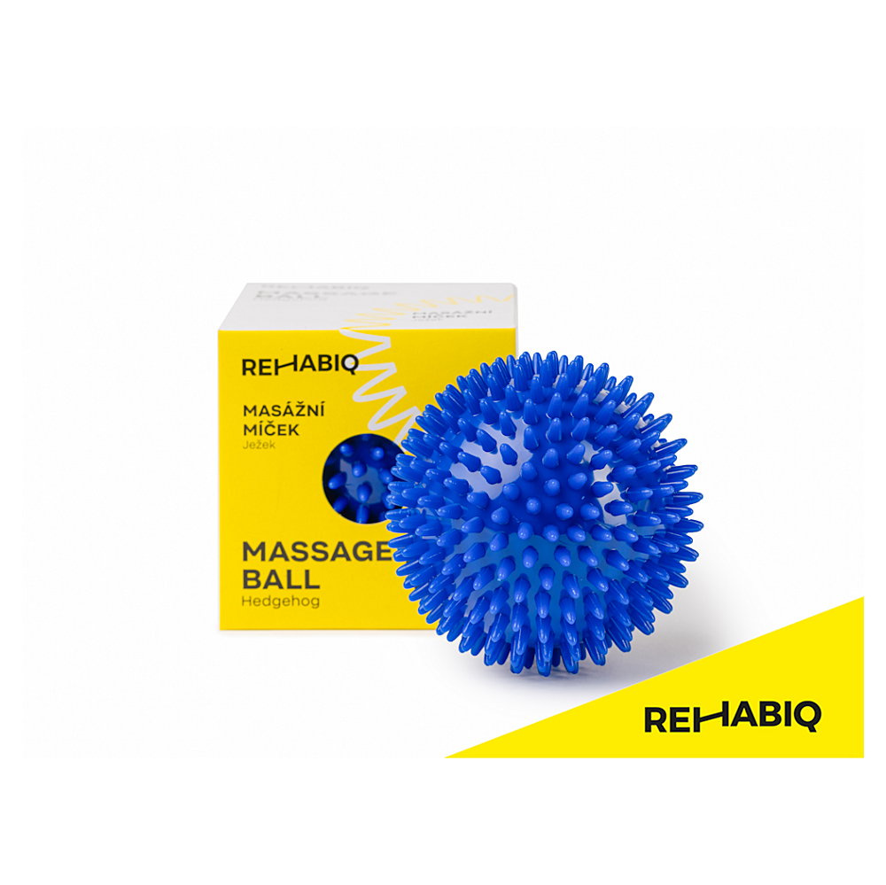 REHABIQ Masážna loptička ježko modrá 10 cm