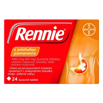 RENNIE S príchuťou pomaranča 680 mg/80 mg 24 tabliet (Lieky na pálenie záhy a prekyselenie) - obrázok 1/4