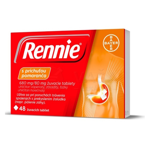 Rennie s príchuťou pomaranča 680 mg/80 mg žuvacie tablety tbl. mnd. 48 x 680 mg/80 mg kúpite na Mojalekaren.sk