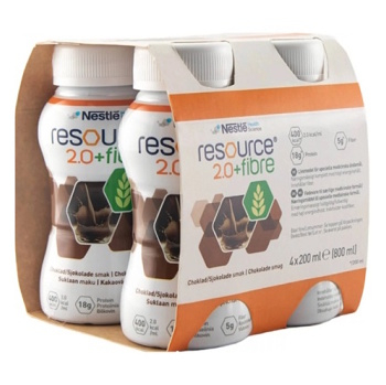 RESOURCE 2,0 kcal Fibre čokoládová príchuť 4 x 200 ml (Výživa v chorobe a pre seniorov)