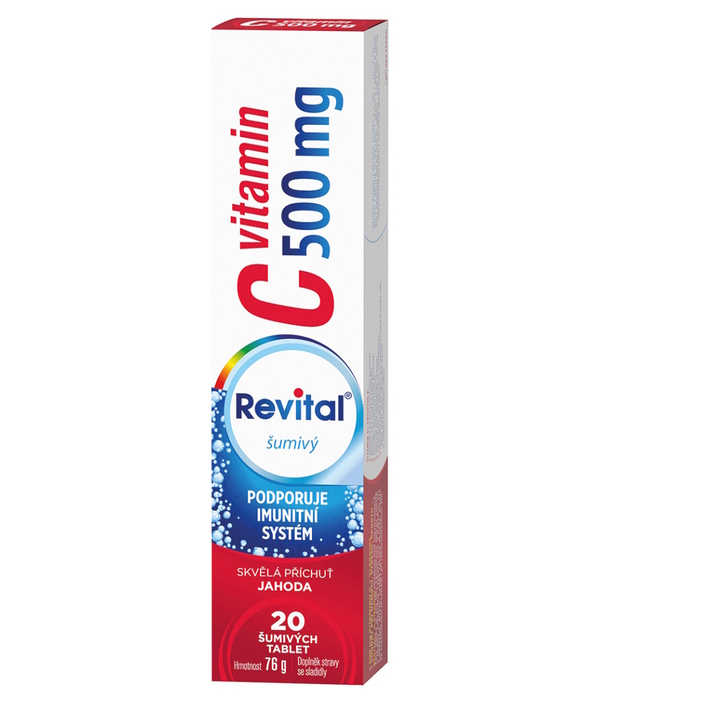 E-shop REVITAL Vitamín C 500 mg príchuť jahoda 20 šumivých tabliet