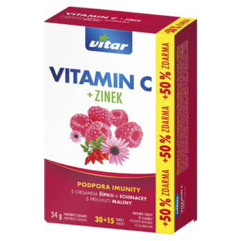 VITAR Vitamín C + zinok + echinacea + šípky 45 tabliet