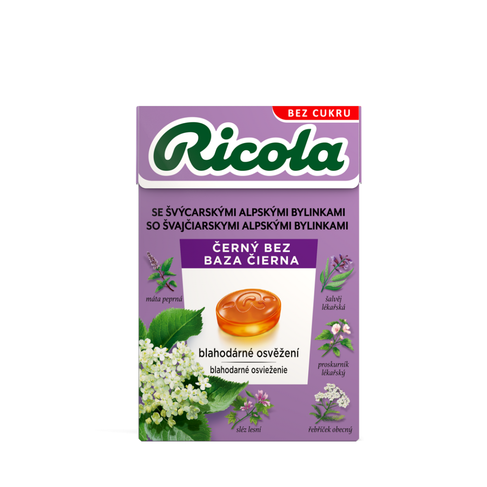E-shop RICOLA Bylinné cukríky bez cukru čierna baza 40 g