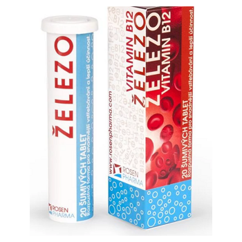 ROSEN PHARMA Železo + vitamín B12 20 šumivých tabliet