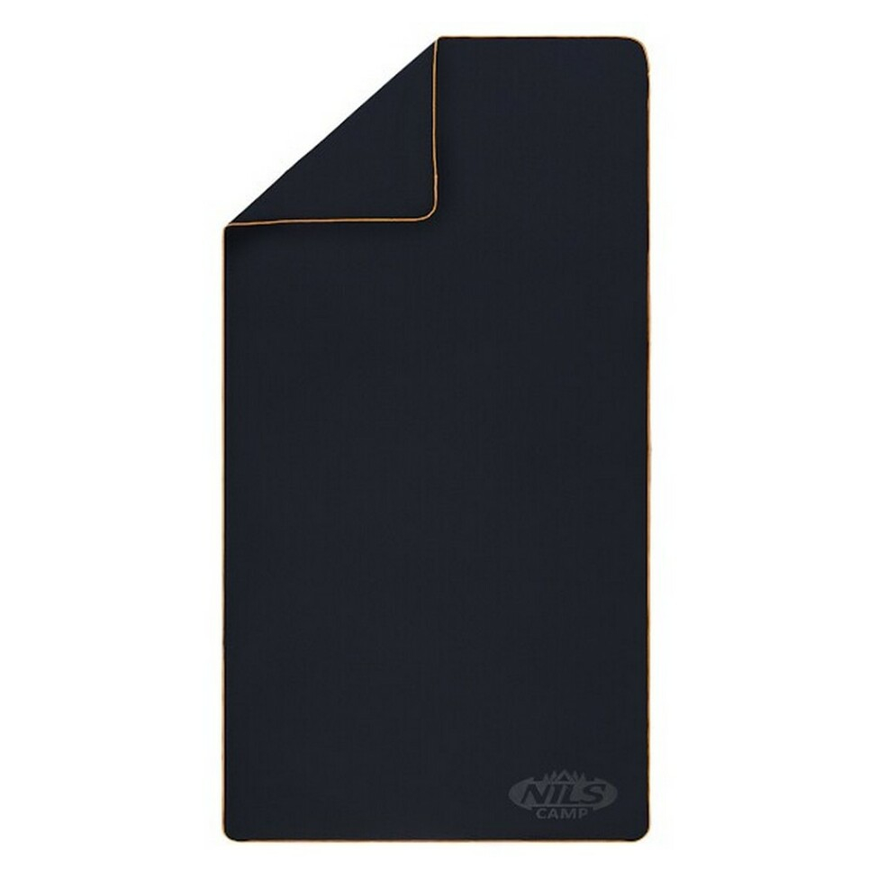 E-shop NILS Camp NCR12 Rýchloschnúca osuška z mikrovlákna čierno-oranžová 180 x 100 cm