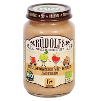 RUDOLFS Bio jablko, jahody, sušienky, smotana 6m+ 190 g