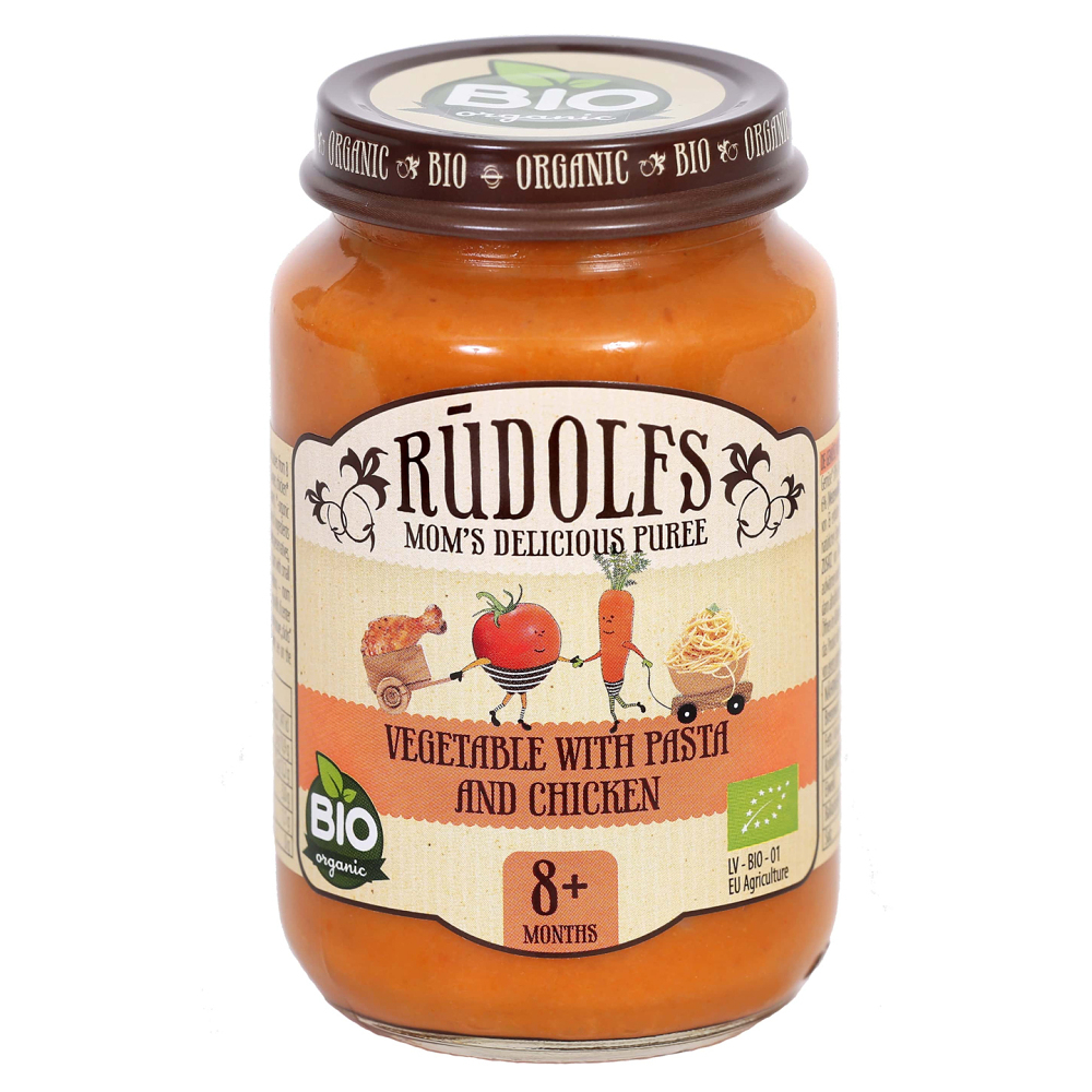 RUDOLFS BIO Zeleninový príkrm s cestovinami a kuracím mäsom 190 g