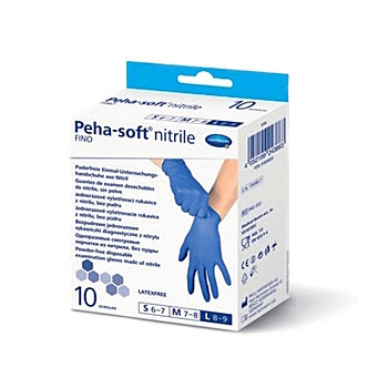PEHA-SOFT Nitrile Fino Vyšetrovacie rukavice veľkosť L 10 kusov (Vyšetrovacie rukavice) - Jednorázové, vyšetrovacie, Nesterilné, Nepudrované