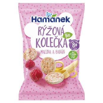 HAMÁNEK Ryžové kolieska malina a banán BIO 35 g (Sušienky, piškóty a detské chrumky) - BIO