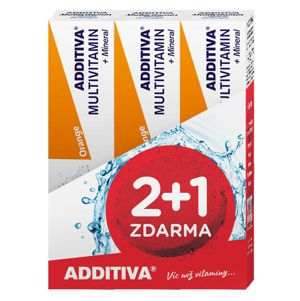 ADDITIVA Súprava multivitamín + mineral pomaranč 2+1 ZADARMO 3 x 20 šumivých tabliet kúpite na Mojalekaren.sk