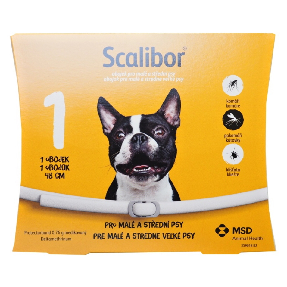 SCALIBOR Antiparazitný obojok pre malé a stredne veľké psy 48 cm