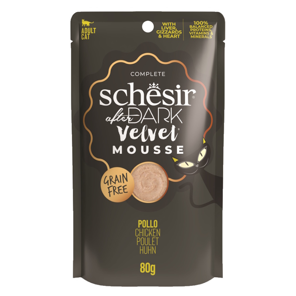 E-shop SCHESIR After Dark Velvet Mousse kapsička pre mačky kura 80 g