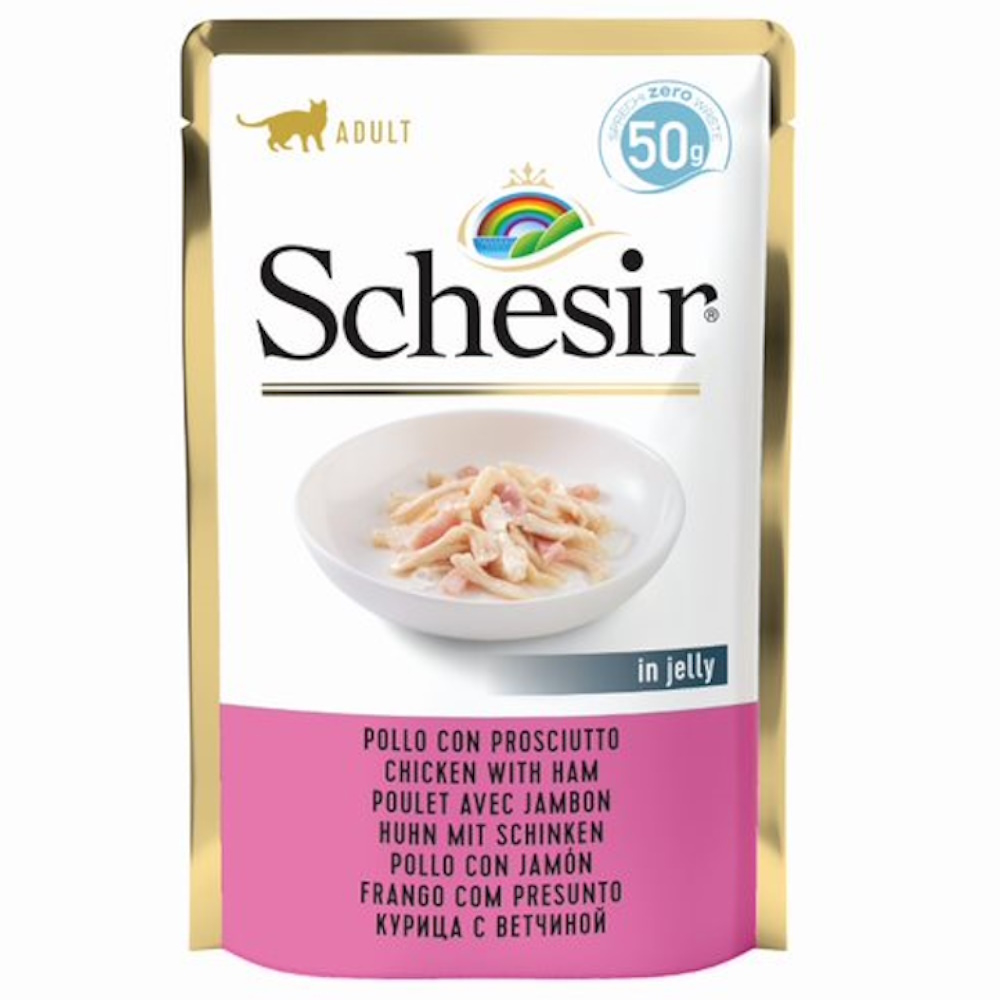 E-shop SCHESIR Kapsička pre mačky kura a šunka 50 g