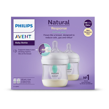 PHILIPS AVENT Fľaša Natural Response s ventilom AirFree 125 ml, 0m+, 2 ks