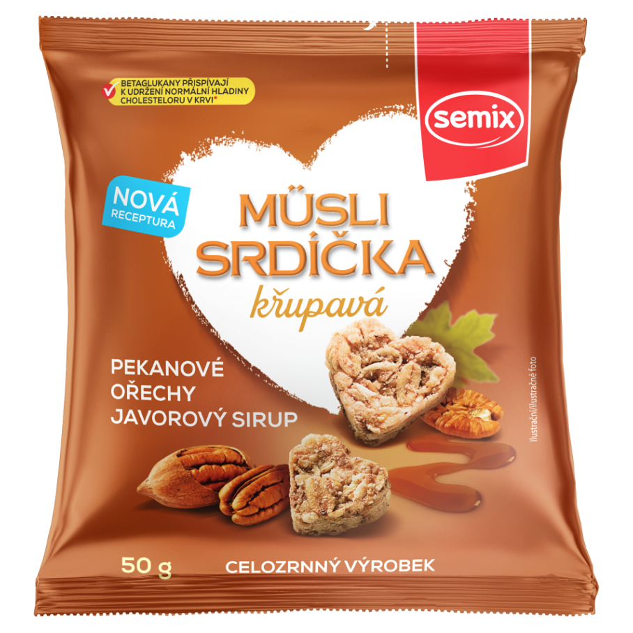 SEMIX Müsli srdiečka chrumkavá s pekanovými orechmi a javorovým sirupom 50 g