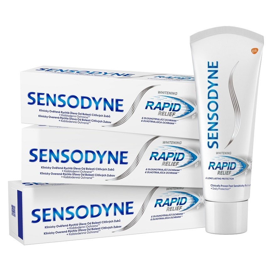 SENSODYNE Bieliaca zubná pasta Rapid Relief Whitening 3 x 75 ml