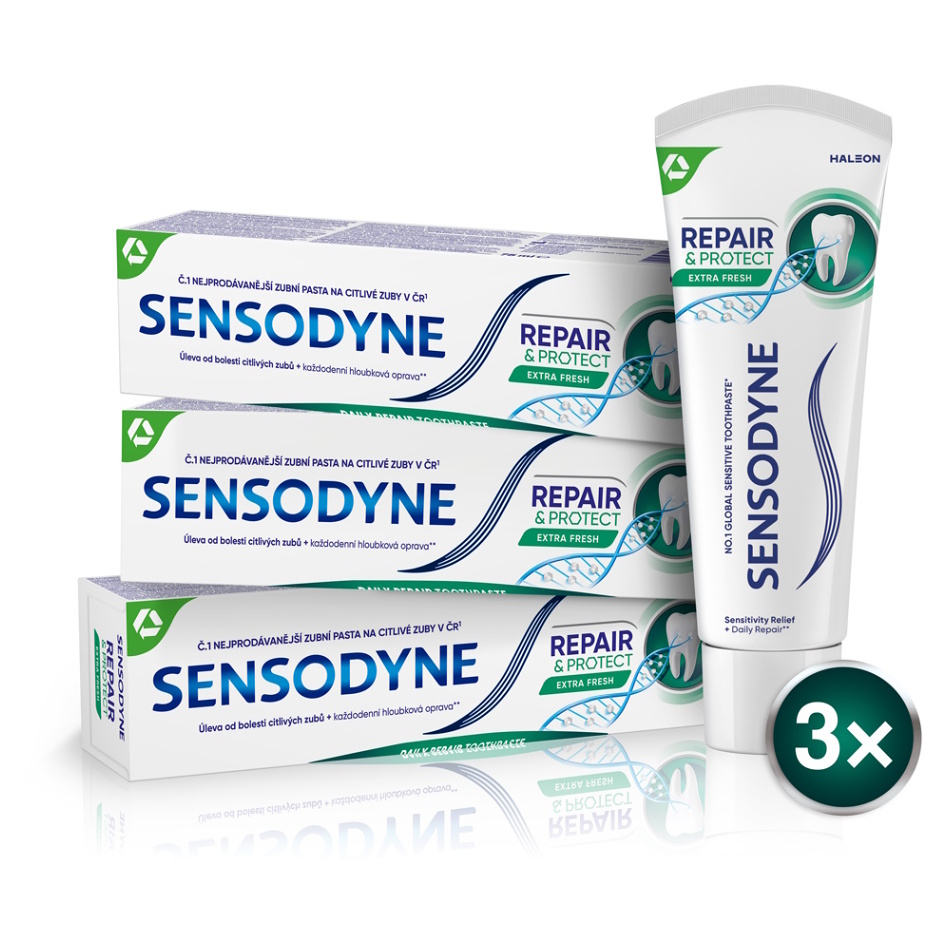SENSODYNE Repair & Protect extra fresh zubná pasta 3 x 75 ml