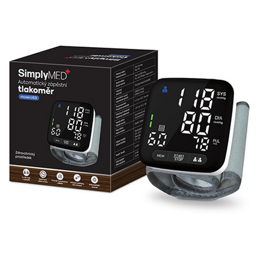 SIMPLYMED Automatický zápěstní digitální tlakoměr U63I kúpite na Mojalekaren.sk
