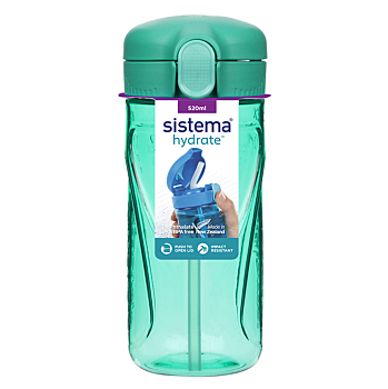 SISTEMA Fľaša Quick Flip Top so slamkou zelená 520 ml (Fľaše pre športovcov)