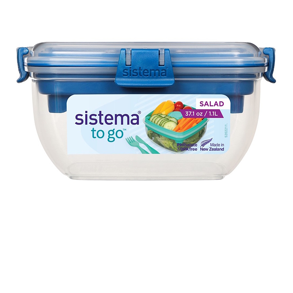 E-shop SISTEMA To go krabička s miskou na šalát a príborom modrá 1,1 l